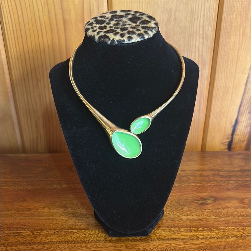 Robert Lee Morris Gold and Green Asymmetrical Necklace